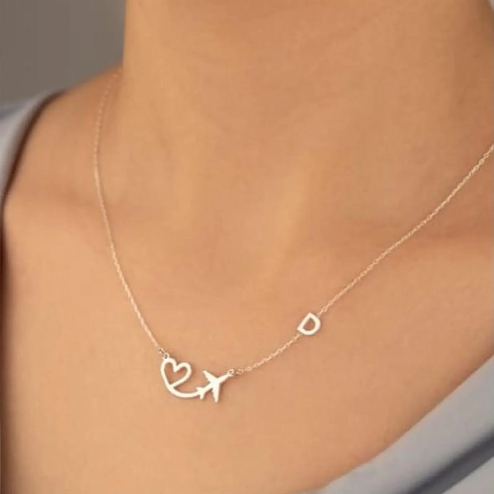 Personalized Heart Airplane In - Name Necklace Custom ulasan dan harga