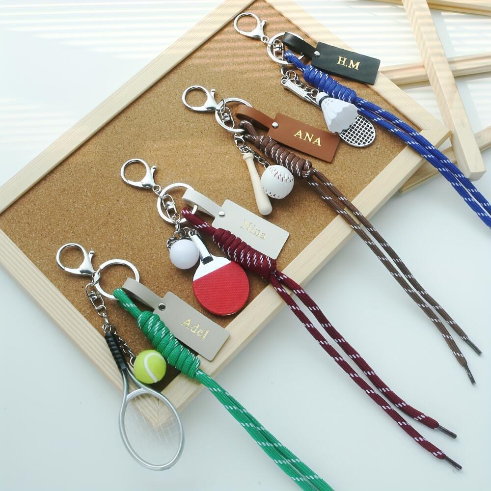 Customized Name Sports Themed  - Monogram Keychain Leather ulasan dan harga