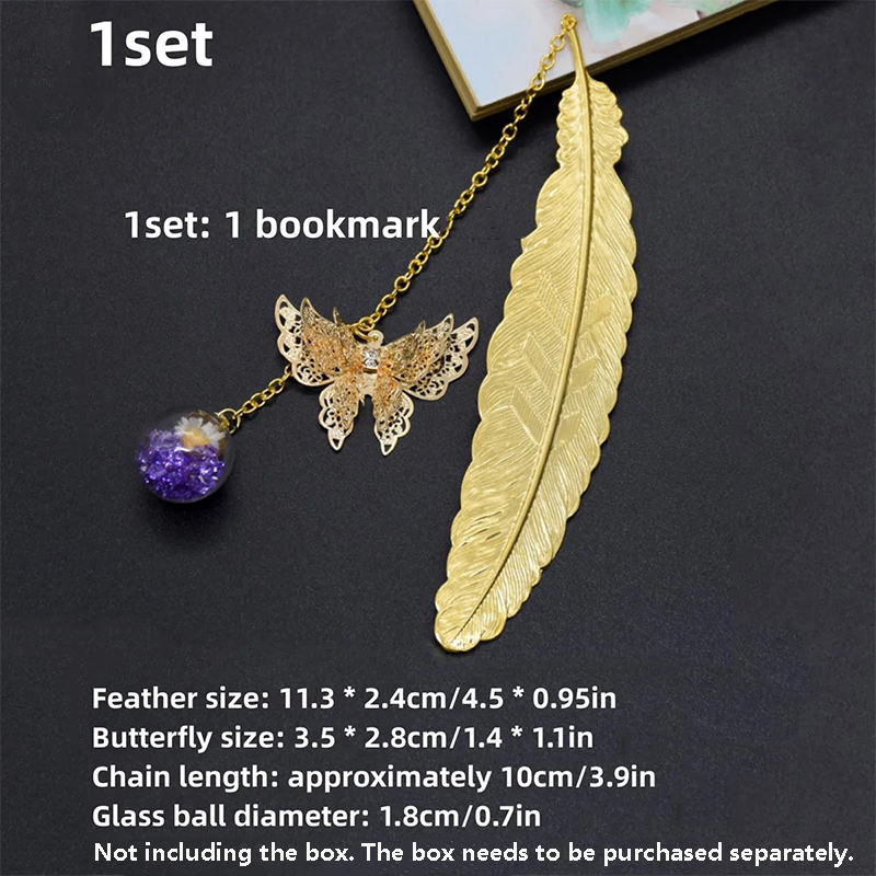 1pc Chinese Style Metal Feathe - Dried Flower Bookmark ulasan dan harga