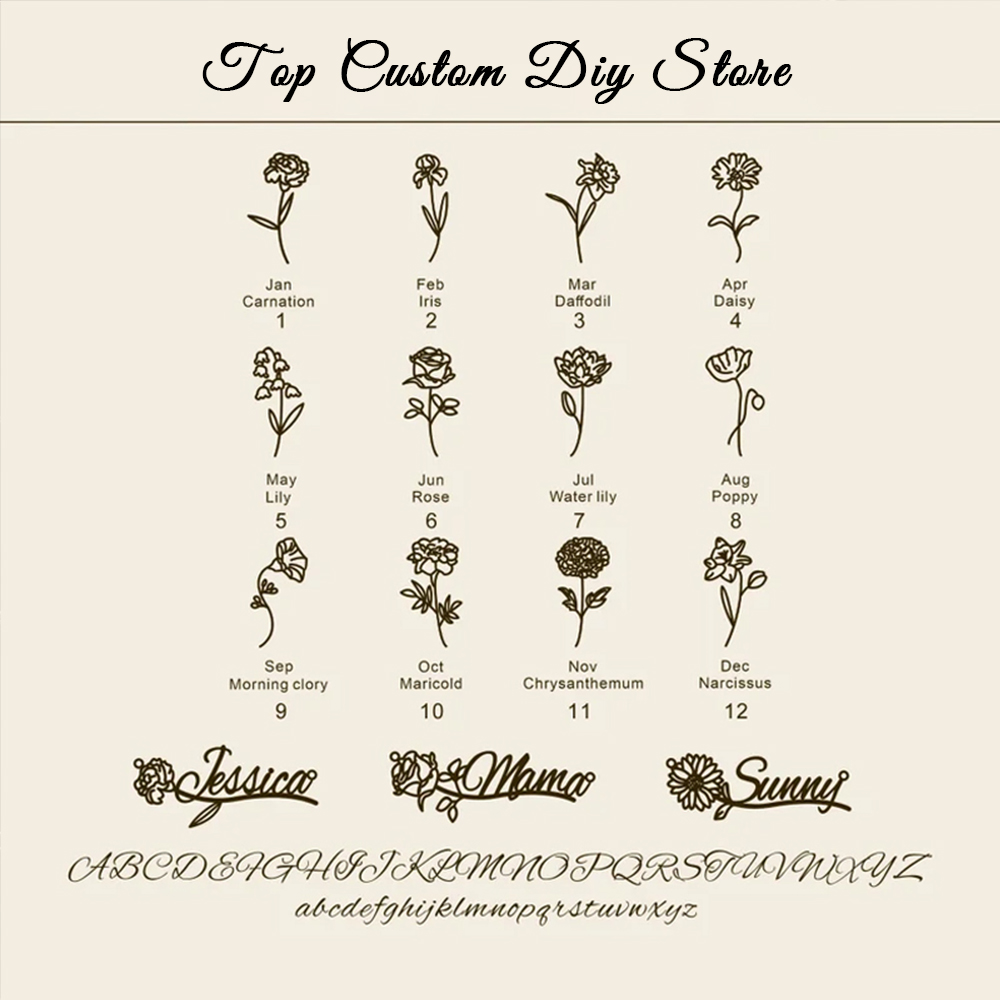 Personalized Name BirthFlower  - Birth Flower Necklace ulasan dan harga