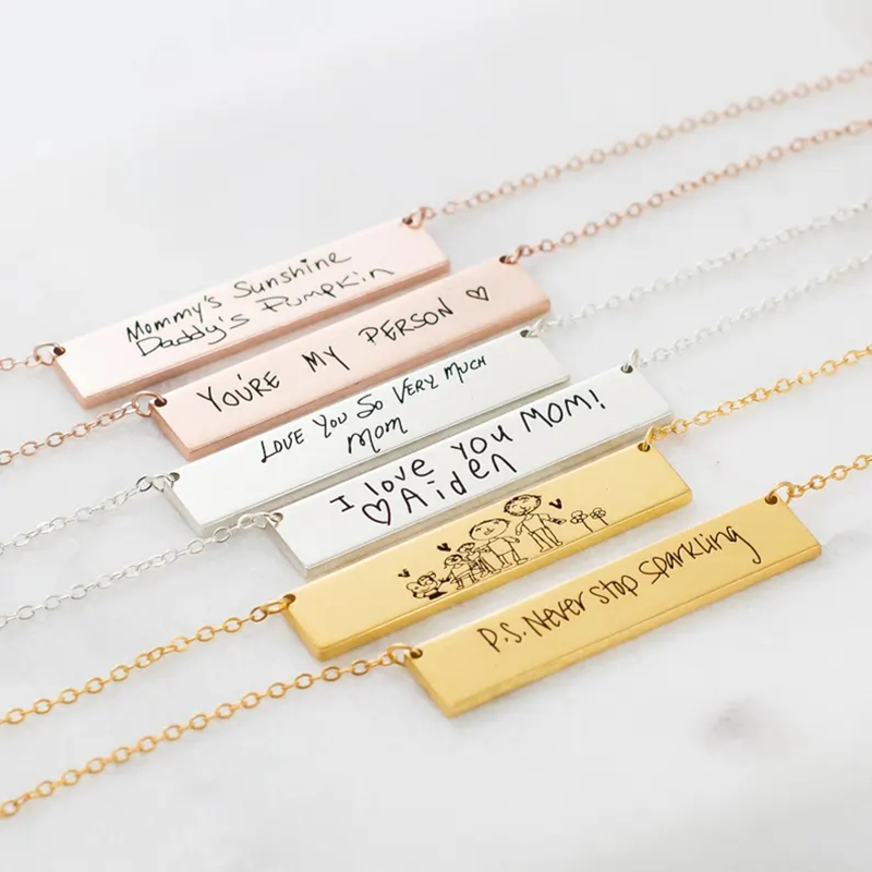 Custom Handwriting Name Bar Pe - Handwriting Necklace Bar ulasan dan harga